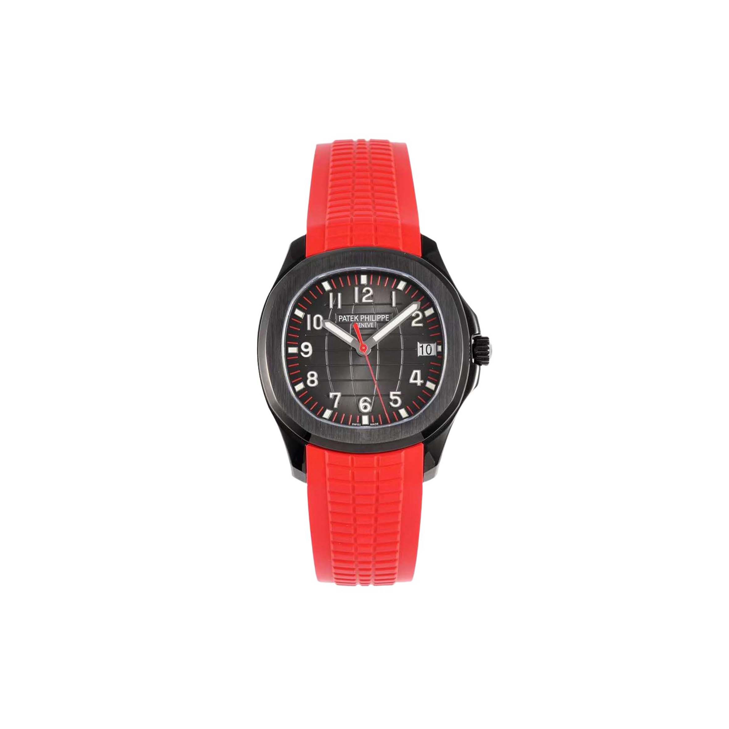 P**ek Ph**ppe aquanaut‘black venom’black dial on red rubber strap watch 5167a